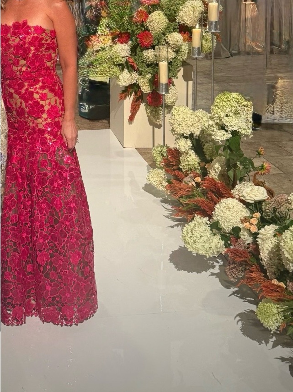 Retrofete Hot Pink Floral Lace sequined gown